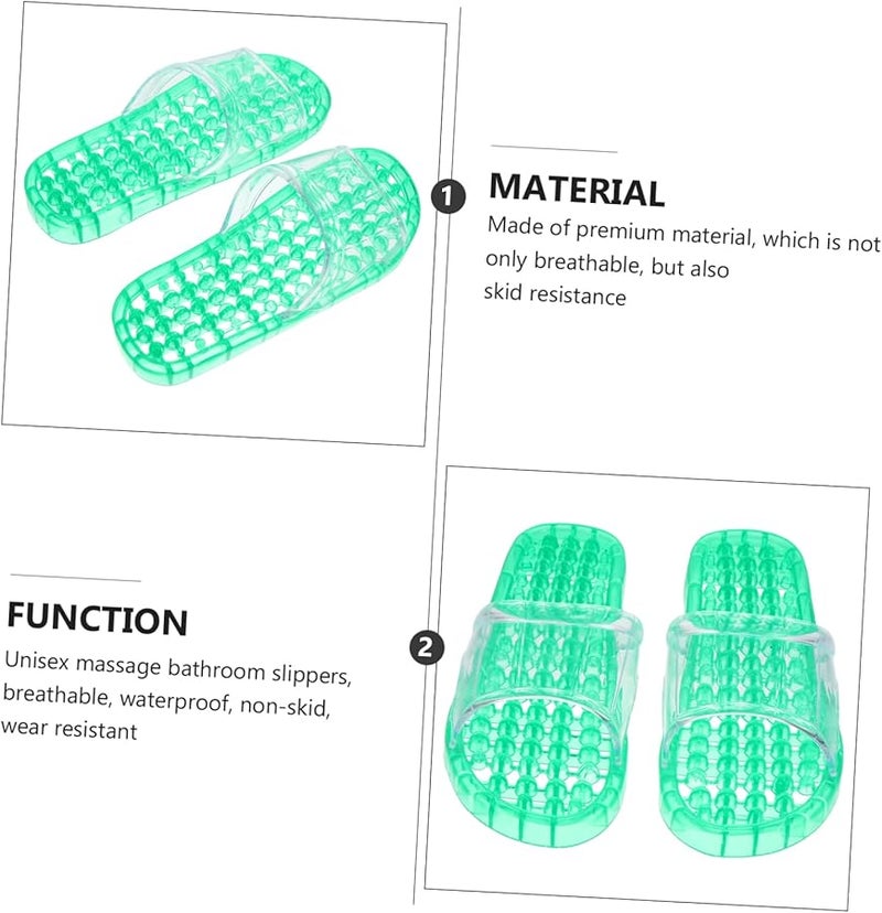 Crystal Massaging Hollowed Shower Slippers Quick Drying Non Slip Green Size 11 For Men And Women - Image 4